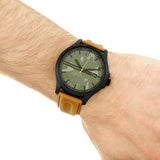 Armani Exchange Hampton Chronograph Green Dial Brown Leather Strap Watch For Men - AX2412 Authentic Buy Shop Now