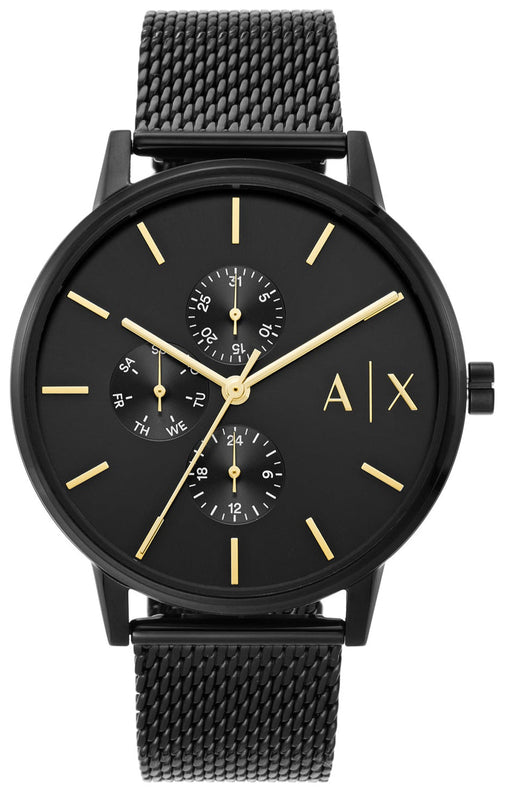 Armani Exchange Cayde Chronograph Black Dial Black Mesh Strap Watch For Men - AX2716 Authentic Buy Shop Now