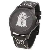 Gucci G Timeless Ghost Black Dial Black Leather Strap Watch For Men - YA1264018 Authentic Buy Shop Now