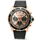 Coach Kent Chronograph Rose Gold Dial Black Leather Strap Watch for Men - 14602559 Authentic Buy Shop Now
