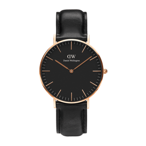 Daniel Wellington Classic Sheffield Black Dial Black Leather Strap Watch For Men - DW00100127 Authentic Buy Shop Now