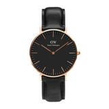 Daniel Wellington Classic Sheffield Black Dial Black Leather Strap Watch For Men - DW00100127