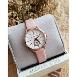 Michael Kors Petite Portia Silver Dial Pink Rubber Strap Watch For Women - MK2735 Authentic Buy Shop Now