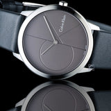 Calvin Klein Minimal Grey Dial Black Leather Strap Watch for Men - K3M221C3 Authentic Buy Shop Now