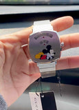 Gucci Grip Disney Mickey Mouse Silver Dial Silver Steel Strap Watch For Women - YA157418 Authentic Buy Shop Now
