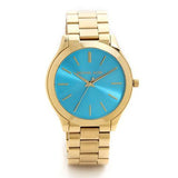 Michael Kors Slim Runway Blue Dial Gold Steel Strap Watch for Women - MK3265 Authentic Buy Shop Now