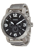Fossil Nate Chronograph Black Dial Silver Steel Strap Watch for Men - JR1353 Authentic Buy Shop Now