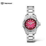 Tag Heuer Aquaracer Professional 200 Automatic Diamond Ruby Red Dial Silver Steel Strap Watch for Women - WBP2414.BA0622 Authentic Buy Shop Now