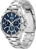 Hugo Boss Troper Chronograph Blue Dial Silver Steel Strap Watch For Men - 1514069 Authentic Buy Shop Now