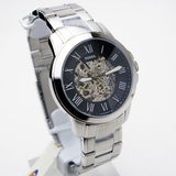 Fossil Grant Automatic Skeleton Black Dial Silver Steel Strap Watch for Men - ME3103 Authentic Buy Shop Now
