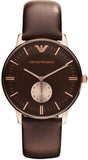Emporio Armani Classic Brown Dial Brown Leather Strap Watch For Men - AR0383 Authentic Buy Shop Now