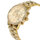 Michael Kors Ritz Chronograph Gold Dial Gold Steel Strap Watch For Women - MK6937 Authentic Buy Shop Now