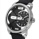 Diesel Mini Daddy Black Silver Dial Black Leather Strap Watch For Men - DZ7307 Authentic Buy Shop Now
