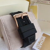Michael Kors Dylan Chronograph Black Dial Black Rubber Strap Watch For Women - MK8557 Authentic Buy Shop Now