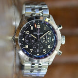 Breitling Super Avi B04 Chronograph GMT 46 P-51 Mustang Black Dial Silver Steel Strap Watch for Men - AB04453A1B1A1 Authentic Buy Shop Now