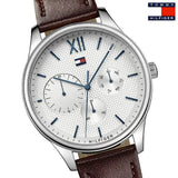 Tommy Hilfiger Damon Quartz White Dial Brown Leather Strap Watch for Men - 1791418 Authentic Buy Shop Now