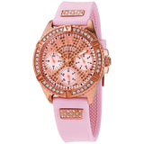 Guess Frontier Diamonds Rose Gold Dial Pink Rubber Strap Watch For Women - W1160L5 Authentic Buy Shop Now
