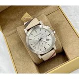 Burberry The City Nova White Dial Checked Brown Leather Strap Watch for Men - BU9357 Authentic Buy Shop Now