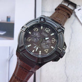 Guess Rigor Analog Quartz Black Dial Brown Leather Strap Watch For Men - W0040G2 Authentic Buy Shop Now