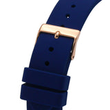 Guess Frontier DIamonds Gold Dial Blue Rubber Strap Watch For Women - W1160L3 Authentic Buy Shop Now