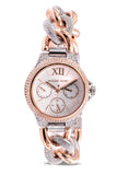 Michael Kors Camille Pavé Chronograph Silver Dial Two Tone Steel Strap Watch for Women - MK6843 Authentic Buy Shop Now