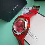 Gucci Sync XXL Quartz Red Dial Red Rubber Strap Unisex Watch - YA137103 Authentic Buy Shop Now