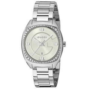 Gucci GG2570 Diamonds White Dial Silver Steel Strap Watch For Women - YA142506 Authentic Buy Shop Now