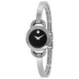 Movado Rondiro Diamonds Black Dial Silver Steel Strap Watch For Women - 0606798 Authentic Buy Shop Now