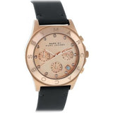 Marc Jacobs Blade Chronograph Rose Gold Dial Black Leather Strap Watch for Women - MBM1188 Authentic Buy Shop Now