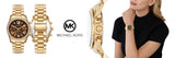 Michael Kors Lexington Chronograph Brown Dial Gold Steel Strap Watch For Women - MK7276 Authentic Buy Shop Now