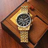 Michael Kors Lexington Chronograph Black Dial Gold Steel Strap Watch for Men - MK8286 Authentic Buy Shop Now