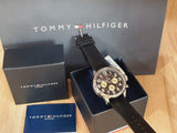Tommy Hilfiger Sport Chronograph Black Dial Black Leather Strap Watch for Men - 1791050 Authentic Buy Shop Now