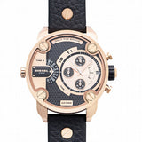 Diesel Little Daddy Black & Gold Dial Black Leather StrapWatch For Men - DZ7282 Authentic Buy Shop Now
