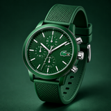 Lacoste 12.12 Chronograph Green Dial Green Silicone Strap Watch for Men - 2010973 Authentic Buy Shop Now