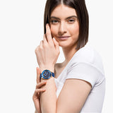 Swarovski Octea Lux Chrono Blue Dial Blue Leather Strap Watch for Women - 5563480 Authentic Buy Shop Now