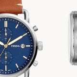 Fossil The Commuter Blue Dial Brown Leather Strap Watch for Men - FS5401 Authentic Buy Shop Now