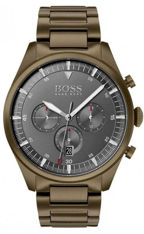 Hugo Boss Pioneer Quartz Gray Dial Brown Steel Strap Watch for Men - 1513715 Authentic Buy Shop Now