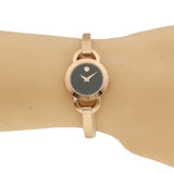 Movado Rondiro 22mm Black Dial Rose Gold Steel Strap Watch For Women - 0607065 Authentic Buy Shop Now