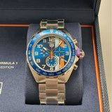Tag Heuer Formula 1 Gulf Edition Chronograph Blue Dial Silver Steel Strap Watch for Men - CAZ101AT.BA0842 Authentic Buy Shop Now