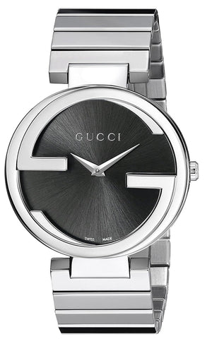Gucci G Interlocking Black Dial Silver Steel Strap Watch For Women - YA133307 Authentic Buy Shop Now