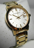 Burberry The City Silver Dial Gold Steel Strap Unisex Watch - BU9003 Authentic Buy Shop Now