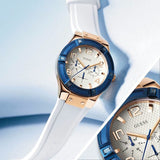 Guess Jet Setter White Dial White Rubber Strap Watch for Women - W0564L1 Authentic Buy Shop Now