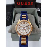 Guess Interpid White & Rose Gold Dial Blue Silicone Strap Watch For Women - W0325L8 Authentic Buy Shop Now