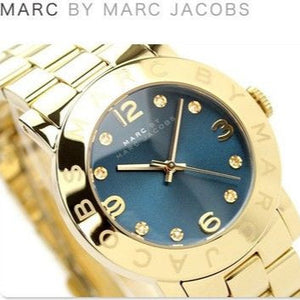 Marc Jacobs Amy Blue Dial Gold Steel Strap Watch for Women - MBM3166 Authentic Buy Shop Now
