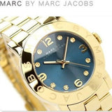 Marc Jacobs Amy Blue Dial Gold Steel Strap Watch for Women - MBM3166 Authentic Buy Shop Now