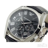 Emporio Armani Valente Chronograph Black Dial Black Leather Strap Watch For Men - AR1633 Authentic Buy Shop Now