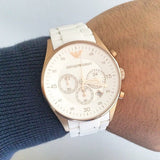 Emporio Armani Sportivo White Dial White Rubber Strap Watch For Men - AR5919 Authentic Buy Shop Now