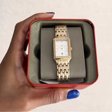 Fossil Raquel Three Hand Date White Dial Gold Steel Strap Watch For Women - ES5220 Authentic Buy Shop Now