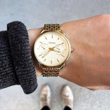 Fossil Tailor Gold Dial Gold Steel Strap Watch for Women - ES3714 Authentic Buy Shop Now