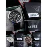Guess Exec Chronograph Quartz Black Dial Black Leather Strap Watch for Men - W0076G1 Authentic Buy Shop Now